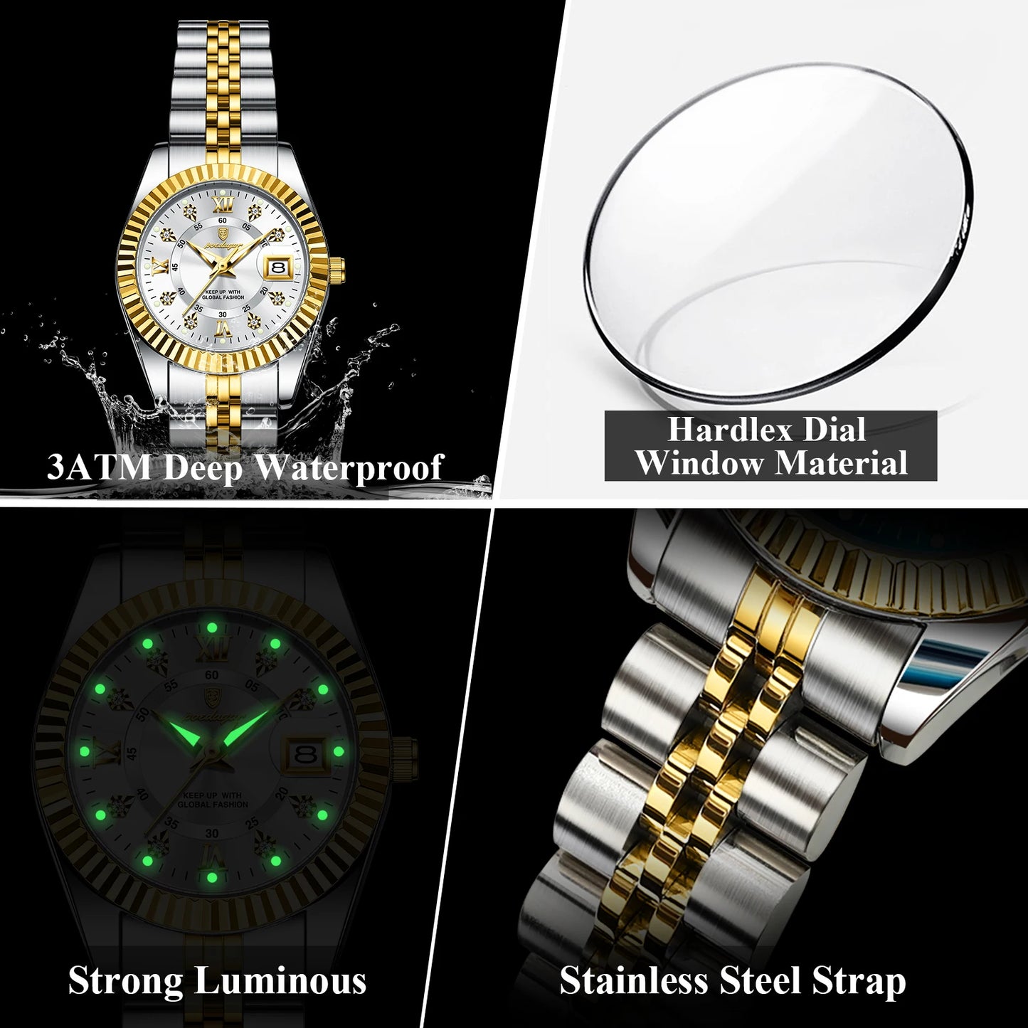 Luxury Elegant Watch for Women Waterproof Luminous Date Ladies Watch Stainless Steel Quartz Women's Watches Girl Reloj