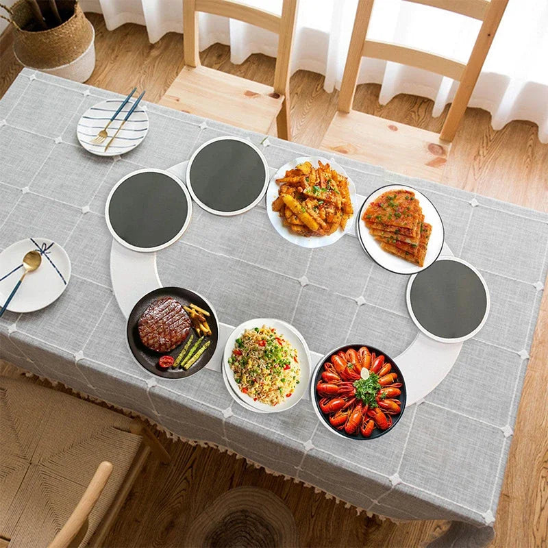 Rotating Dining Table Tray Non Skid 2PCS Extended set