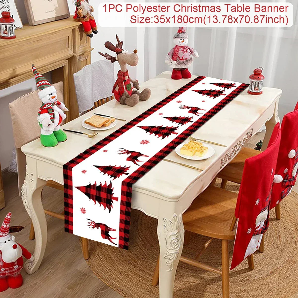 Christmas Table Runner Cloth Merry Christmas Table Decor