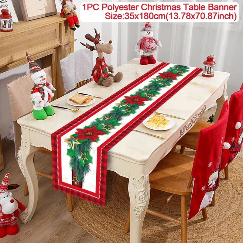 Christmas Table Runner Cloth Merry Christmas Table Decor