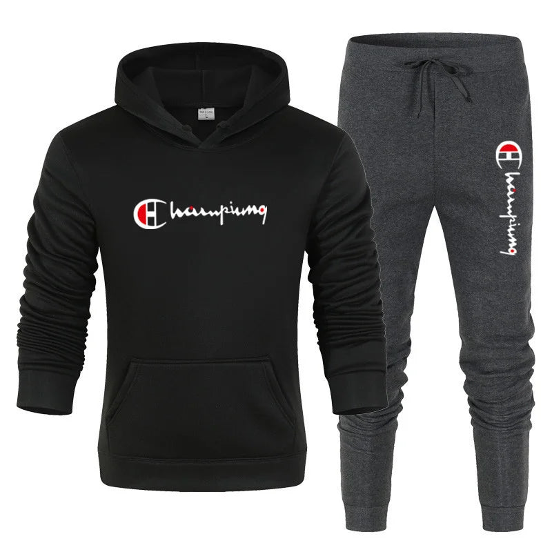 Men's Tracksuit Hooded Sweatshirt+Sweatpants 2 Pcs