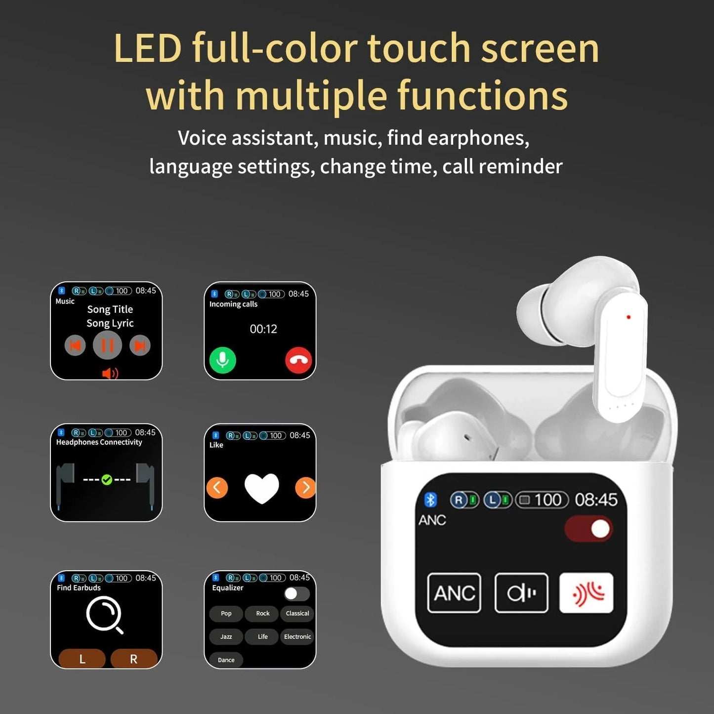 Auricular con pantalla LCD de control táctil