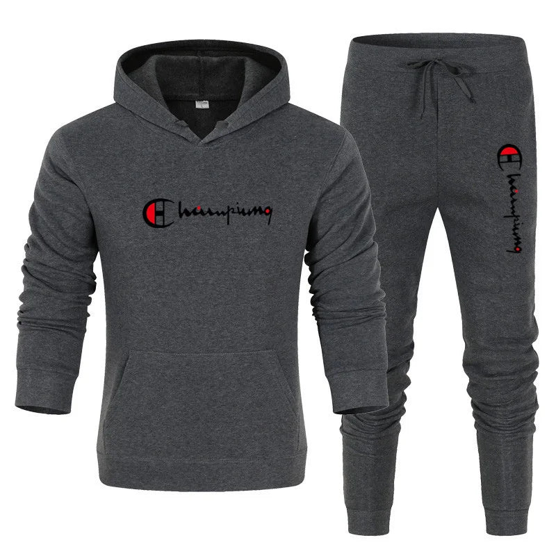 Men's Tracksuit Hooded Sweatshirt+Sweatpants 2 Pcs