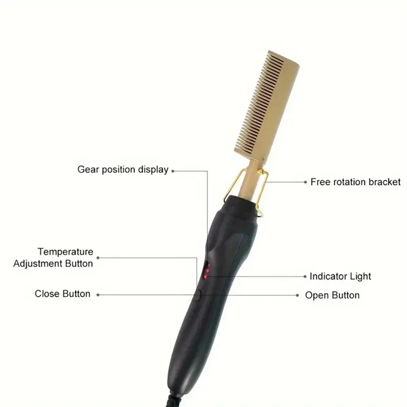 Hot Hair Straightener Comb Wet&Dry Hair Straightener Curling Iron Household Electric Comb 3In1 Straight Curling Comb