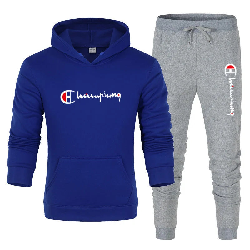 Men's Tracksuit Hooded Sweatshirt+Sweatpants 2 Pcs