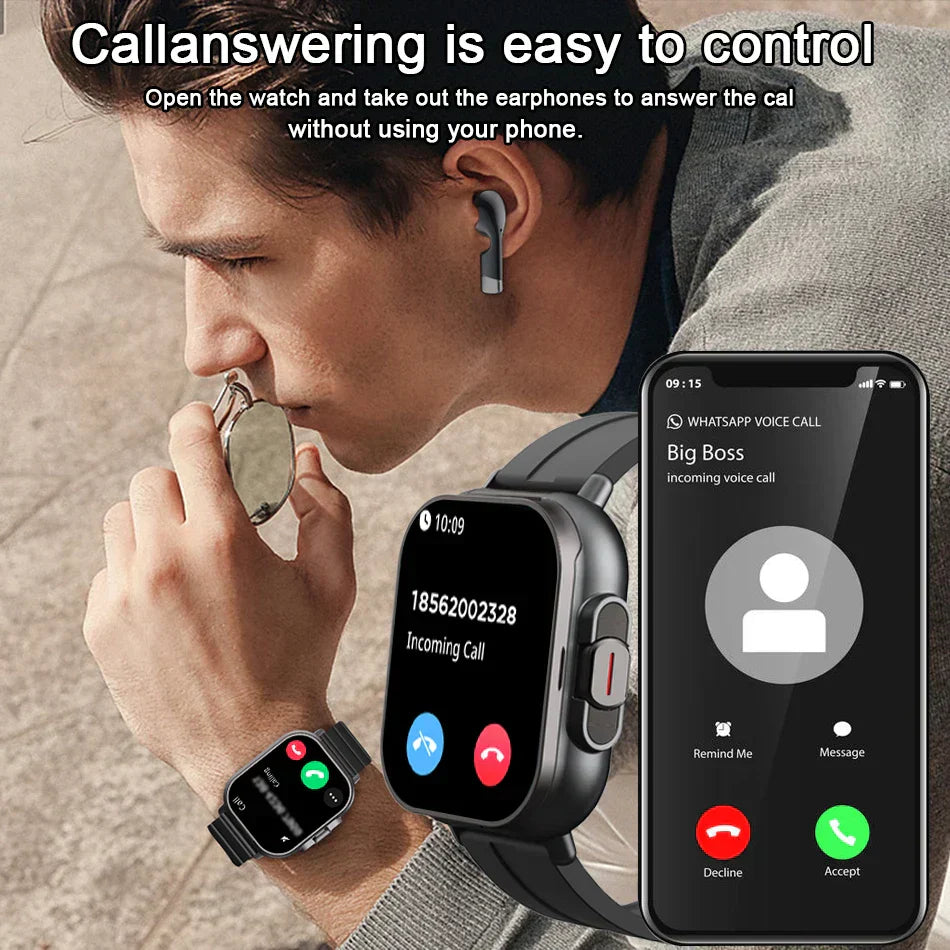 earphone smartwatch bluetooth call men wat