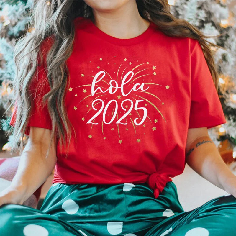 Hola 2025 Camisetas estampadas para mujer Moda