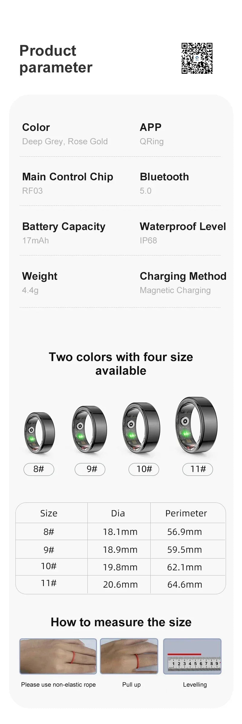 Smart Ring Heart Rate Health Monitor