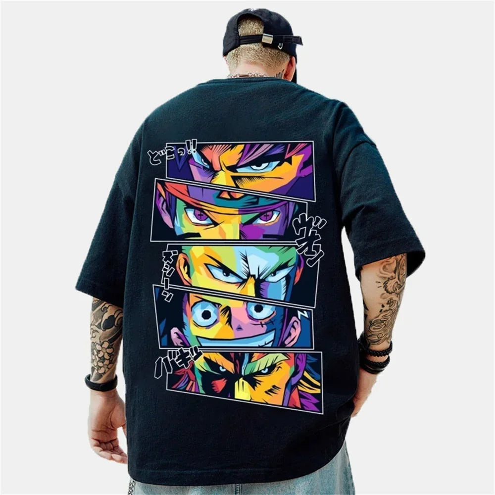 Anime Plus Size Casual Printed T-shirt for Men's