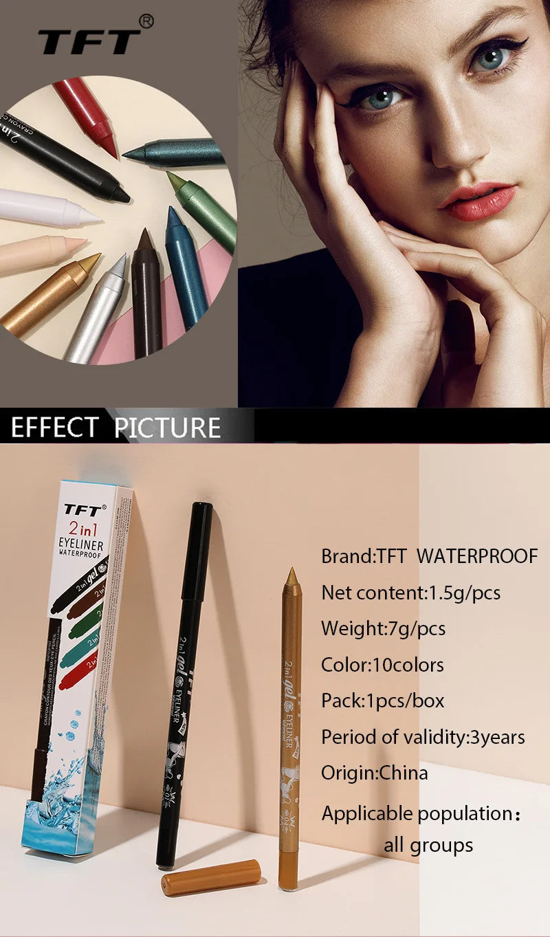 Waterproof Eyeliner Long Lasting Pencil Colorful Pigment