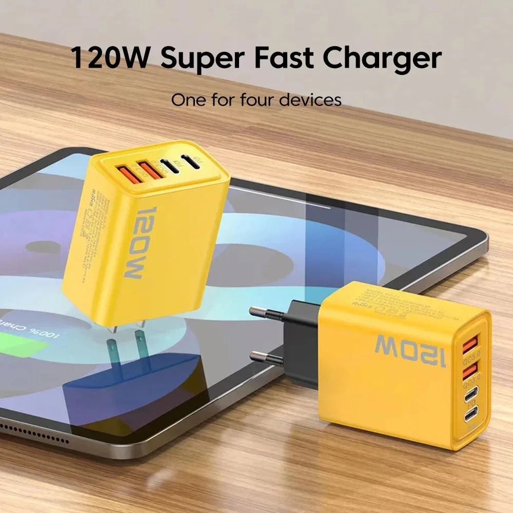 120W Fast Charger Type C Quick Charge 3.0 USB Charger Adapter