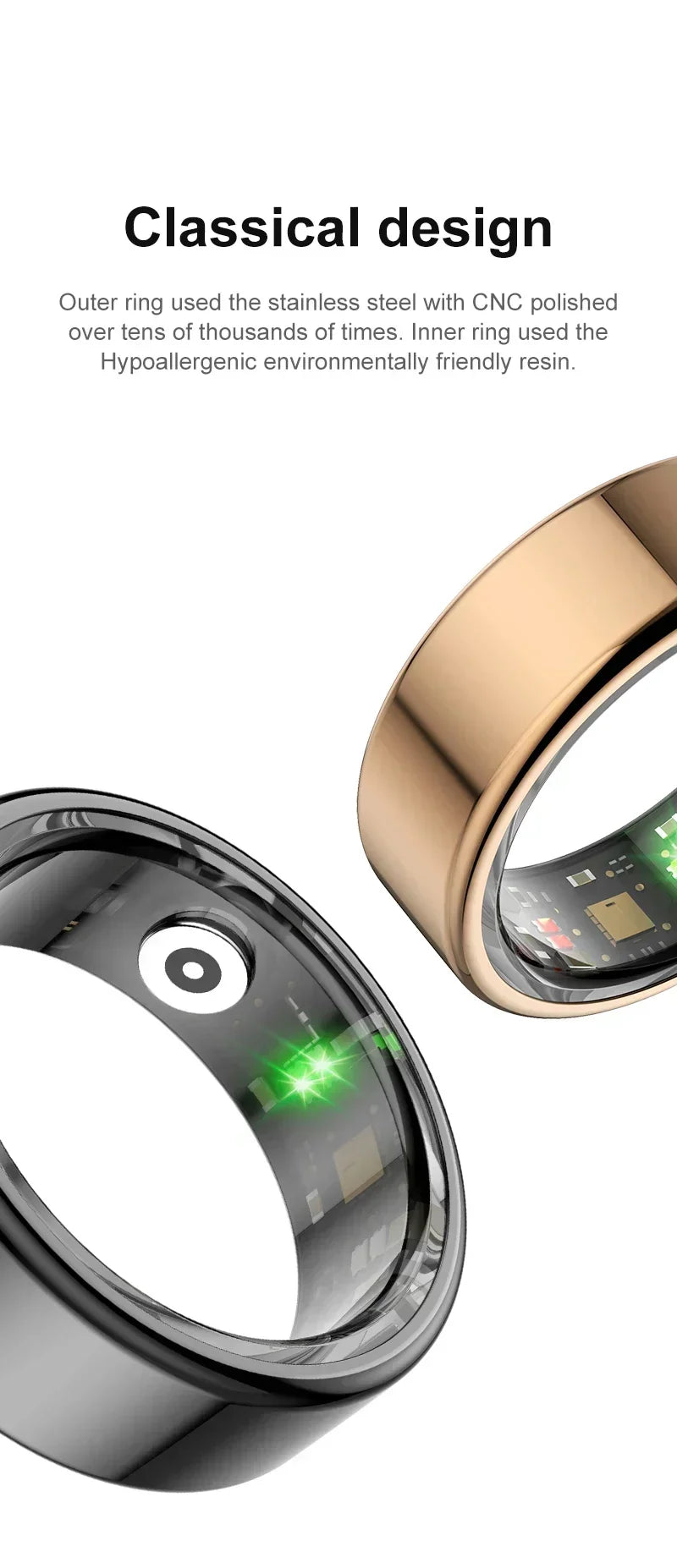 Smart Ring Heart Rate Health Monitor