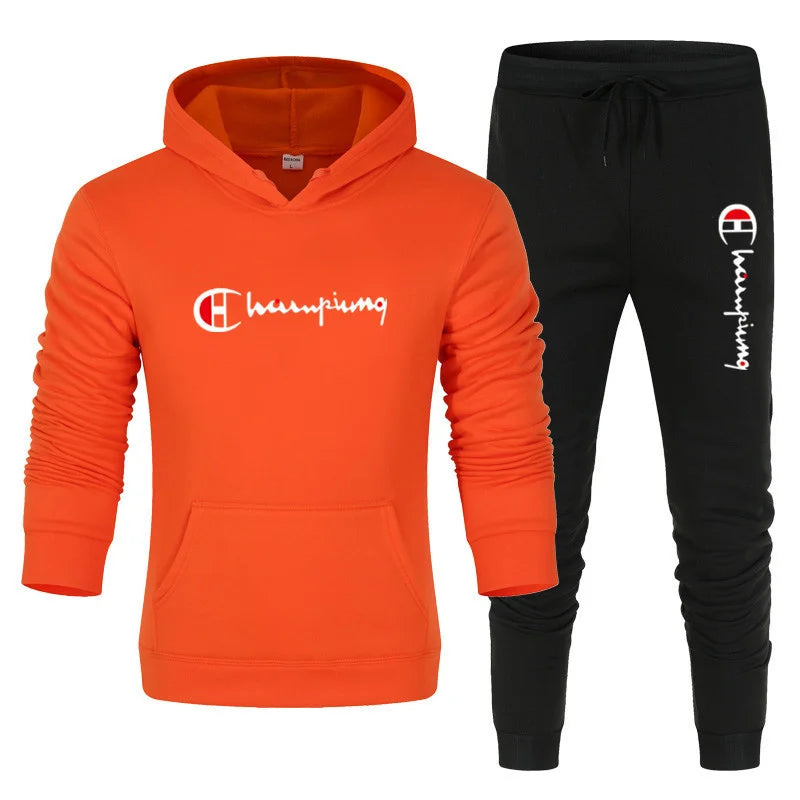 Men's Tracksuit Hooded Sweatshirt+Sweatpants 2 Pcs