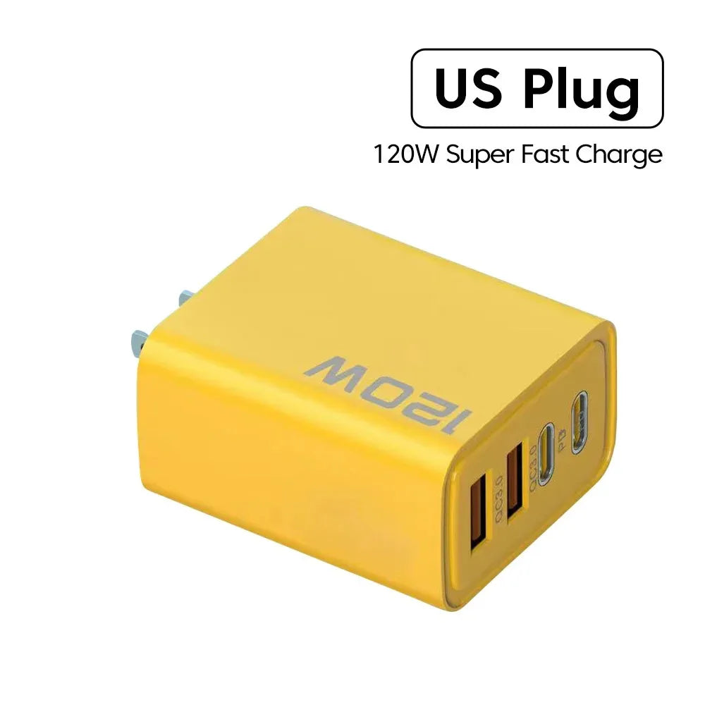 120W Fast Charger Type C Quick Charge 3.0 USB Charger Adapter