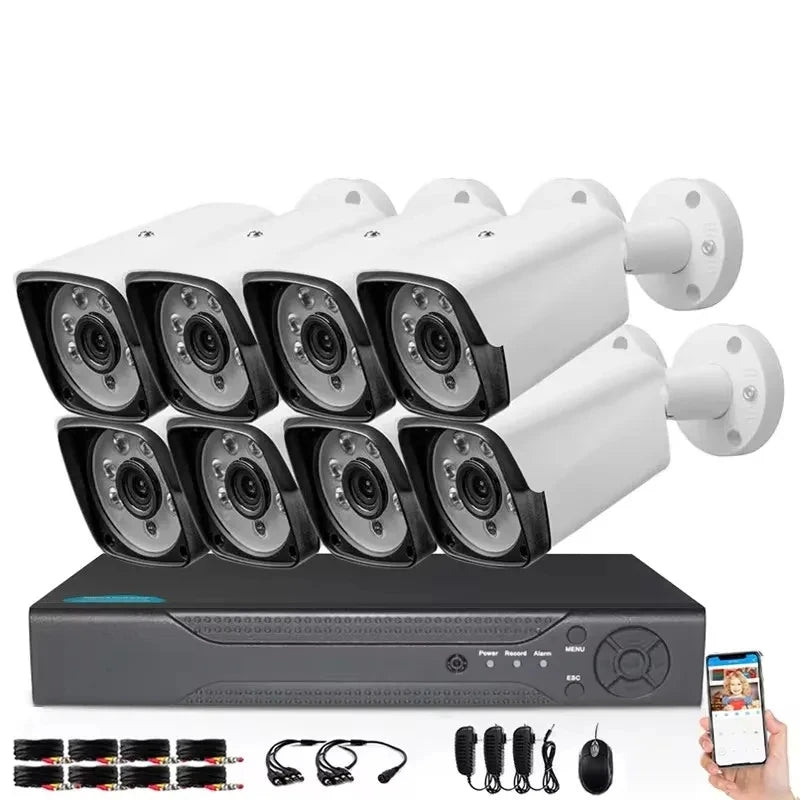 8CH 5MP CCTV Camera System 5-in-1 TVI AHD CVI IP Analog DVR Kit 8CH 5.0Megapixel Video Surveillance Outdoor Security Email Alarm