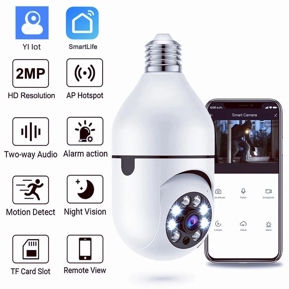 YI Iot E27 Bulb Surveillance 5G Wifi Camera 2MP Night Vision Full Color Automatic