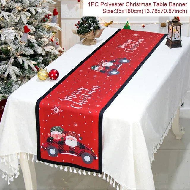 Christmas Table Runner Cloth Merry Christmas Table Decor