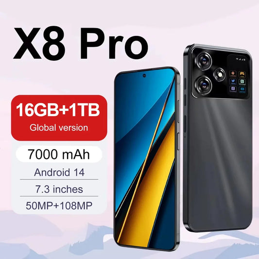 X8 Pro 7.3-inch Ultra HD 16GB+1024GB 108MP+50MP, 7000mAh large battery Android 14 Qualcomm Snapdragon 8 Gen3 Dual SIM