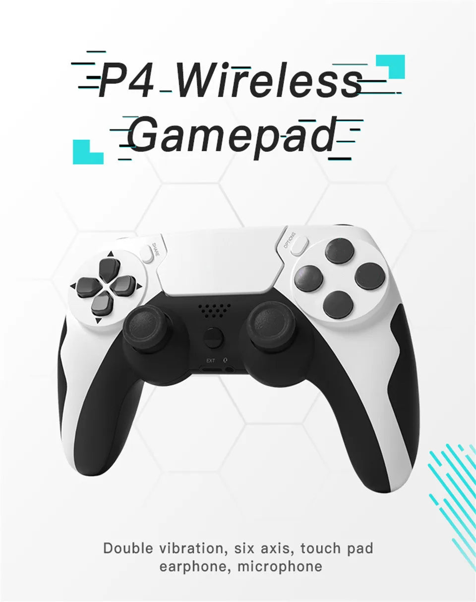 Wireless Controller with Bluetooth, Dual Vibration, 6-Axis Joypad, Touchpad, Microphone, Headphone Port, PS4, PS3, PC