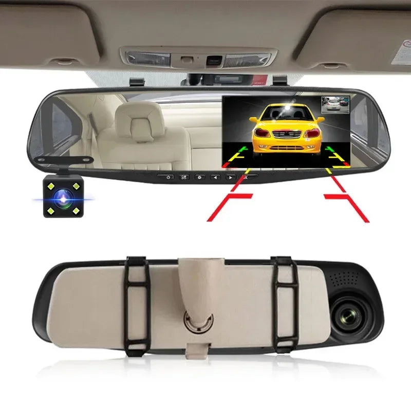 Driving Recorder Car DVR Rearview Mirror Dual Lens Car Recorder 1080P IPS Front and Rear Camera Registrator