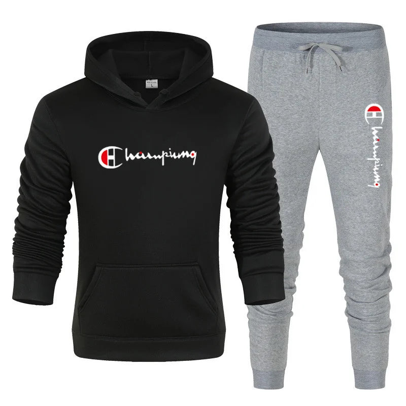 Men's Tracksuit Hooded Sweatshirt+Sweatpants 2 Pcs