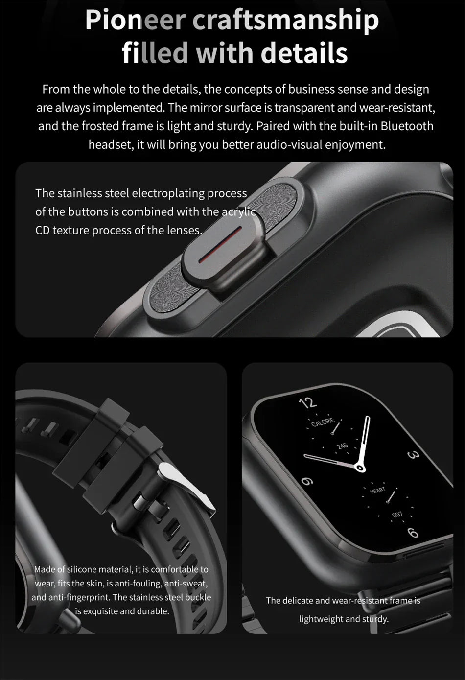 earphone smartwatch bluetooth call men wat