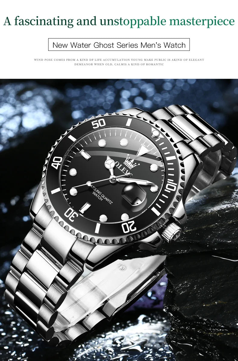 Men Stainless Steel Quartz Men Luxury Watch Luminous Wristwatch