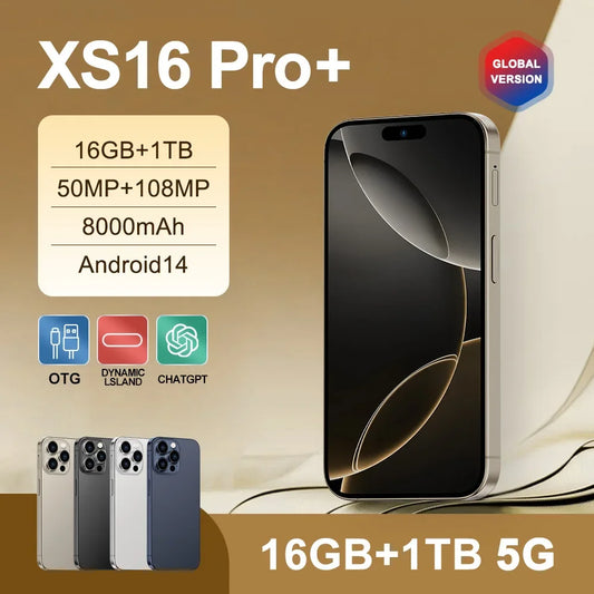 Xs16 pro + smartphone 7.3 polegadas tela cheia 4g 5g telefone celular 8000mah