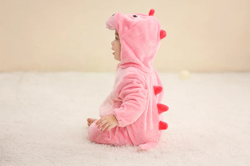 Flannel Animal Onesie with Hood for Babies