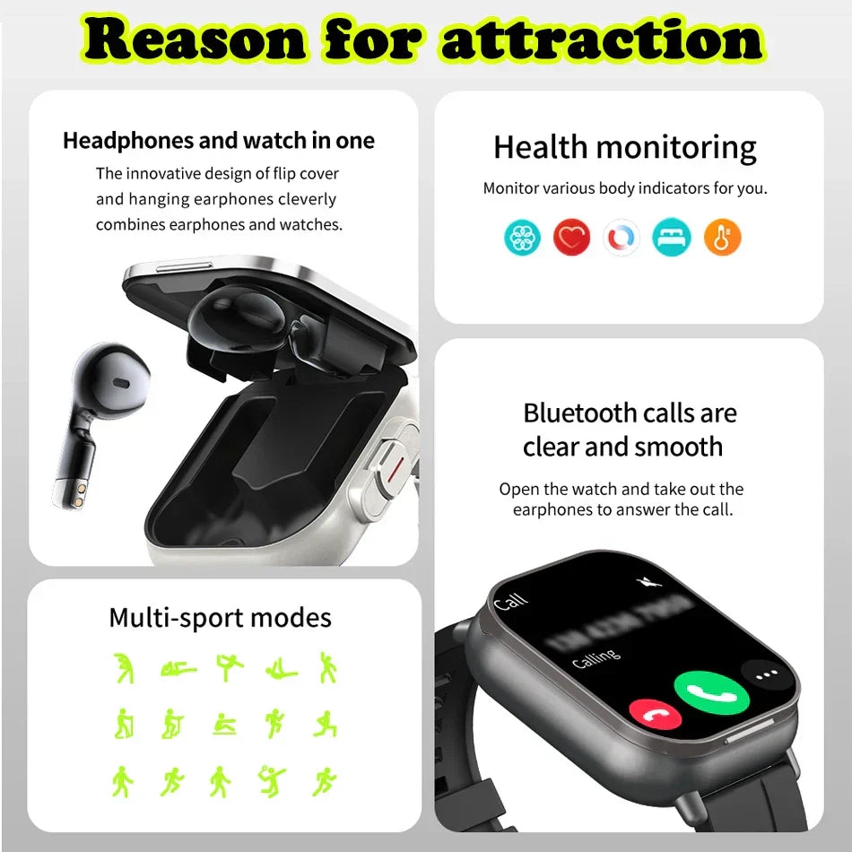 earphone smartwatch bluetooth call men wat