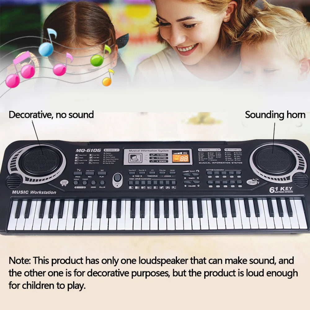 Kids Electronic Piano Keyboard 61 Keys Organ with Microphone