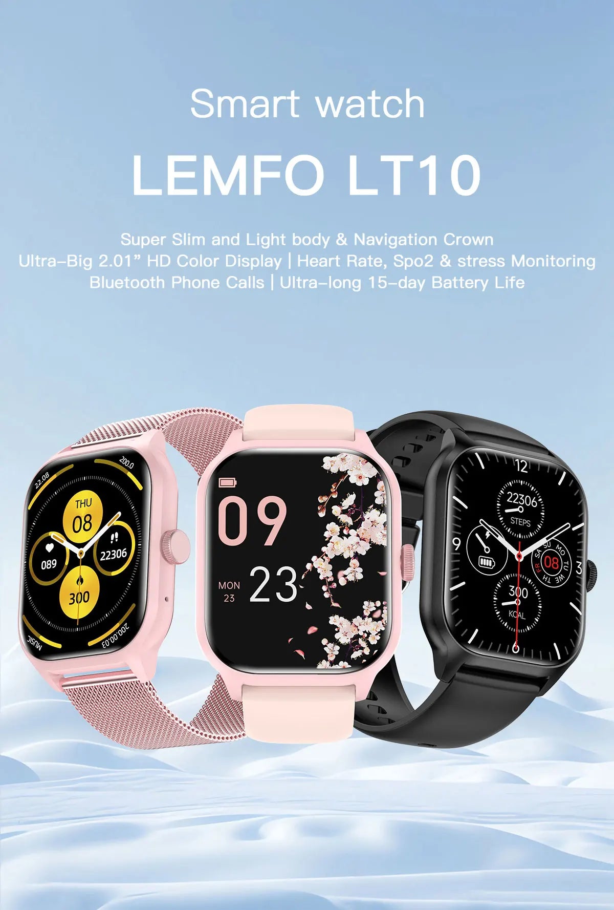 LEMFO Smart Watch 2024 Bluetooth Call Music Waterproof Smartwatch