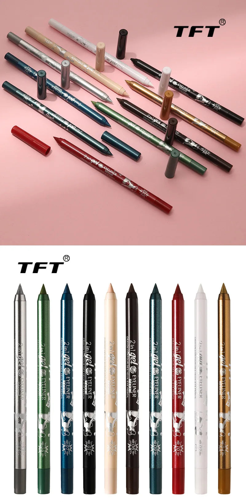 Waterproof Eyeliner Long Lasting Pencil Colorful Pigment