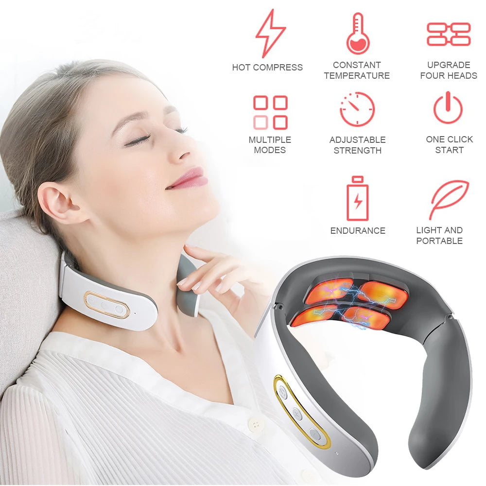 Shoulder Pulse Massager 6 mode 9 levels Adjustable Heat Cervical Vertebra Relax Pain Relief