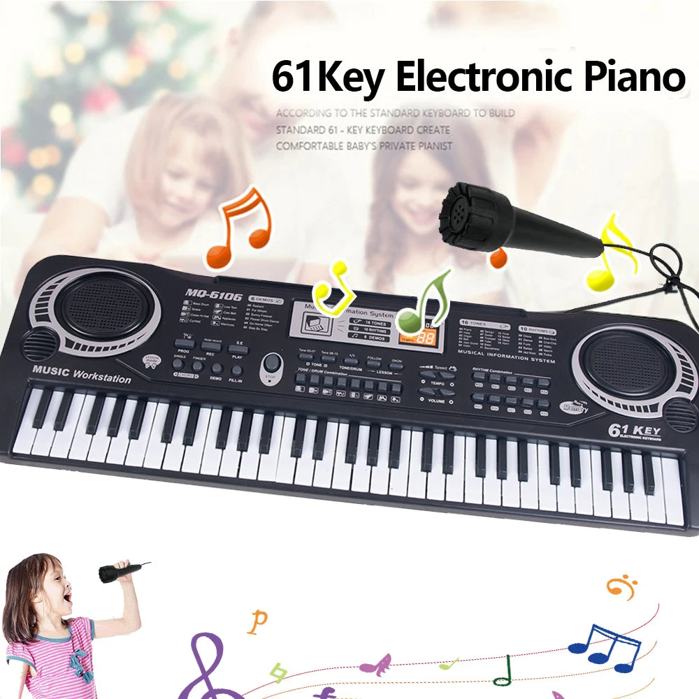 Kids Electronic Piano Keyboard 61 Keys Organ with Microphone