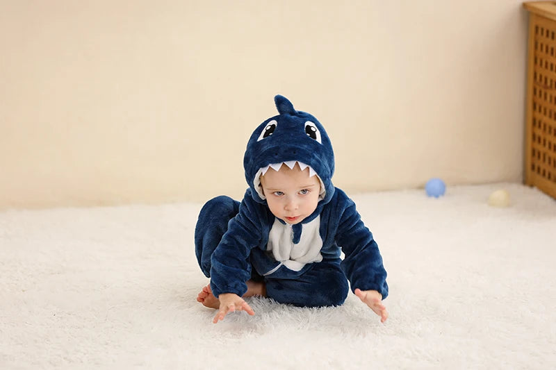 Flannel Animal Onesie with Hood for Babies