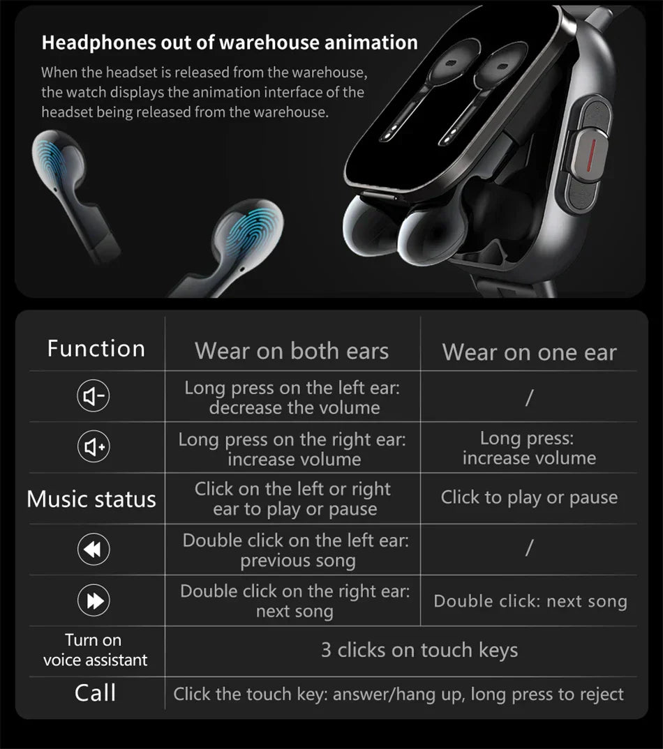 earphone smartwatch bluetooth call men wat