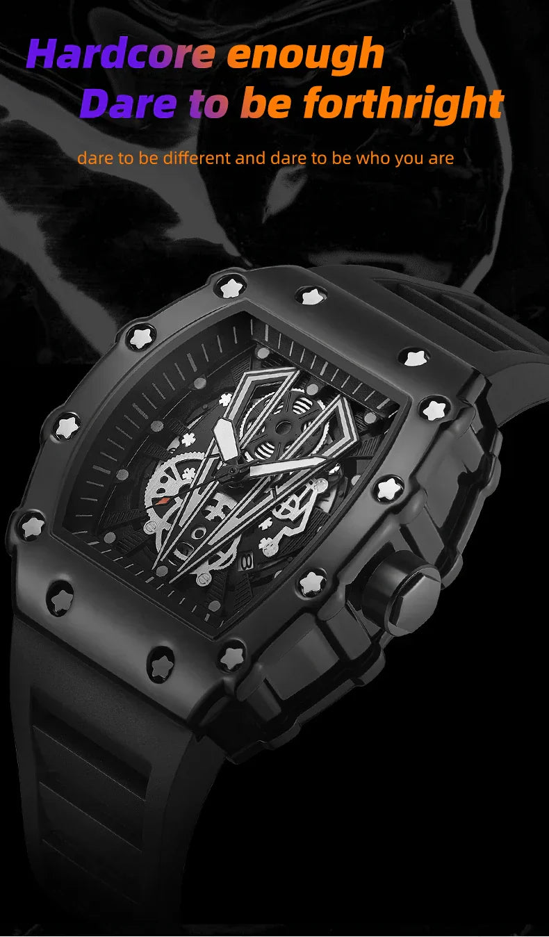 Men Quartz Waterproof Sport Square Luminous