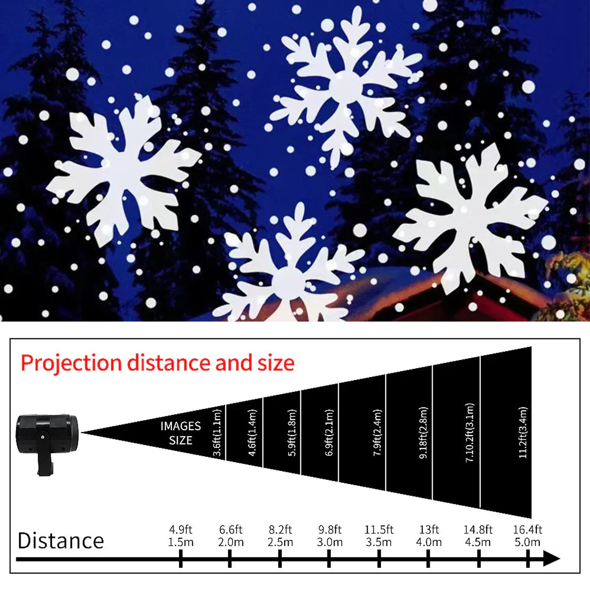 LED USB Snowflake Projector Holiday Lights Christmas