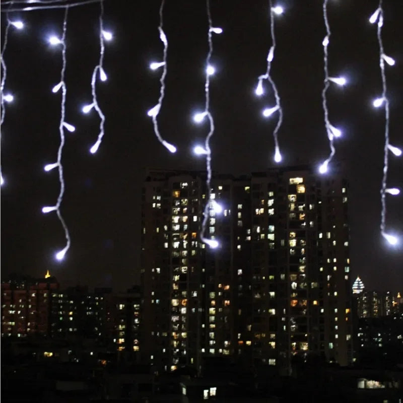 Christmas Garland LED Curtain Icicle String Lights Droop 0.4-0.6m AC 220V Garden Street Outdoor Decorative Holiday Light