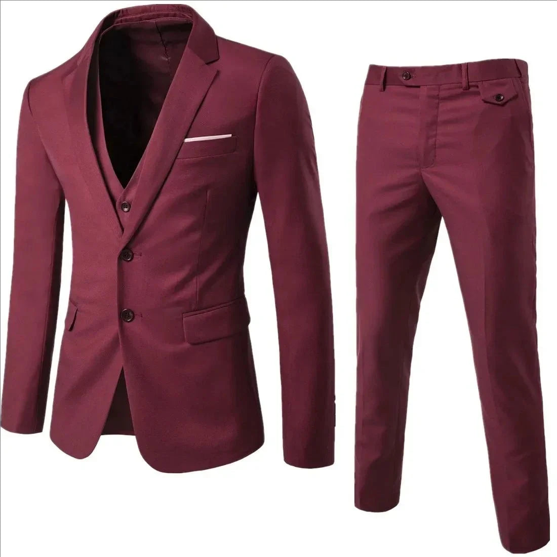 Elegant Suits 3 Pieces 2 Set Jackets Vest Pants Luxury Blazers