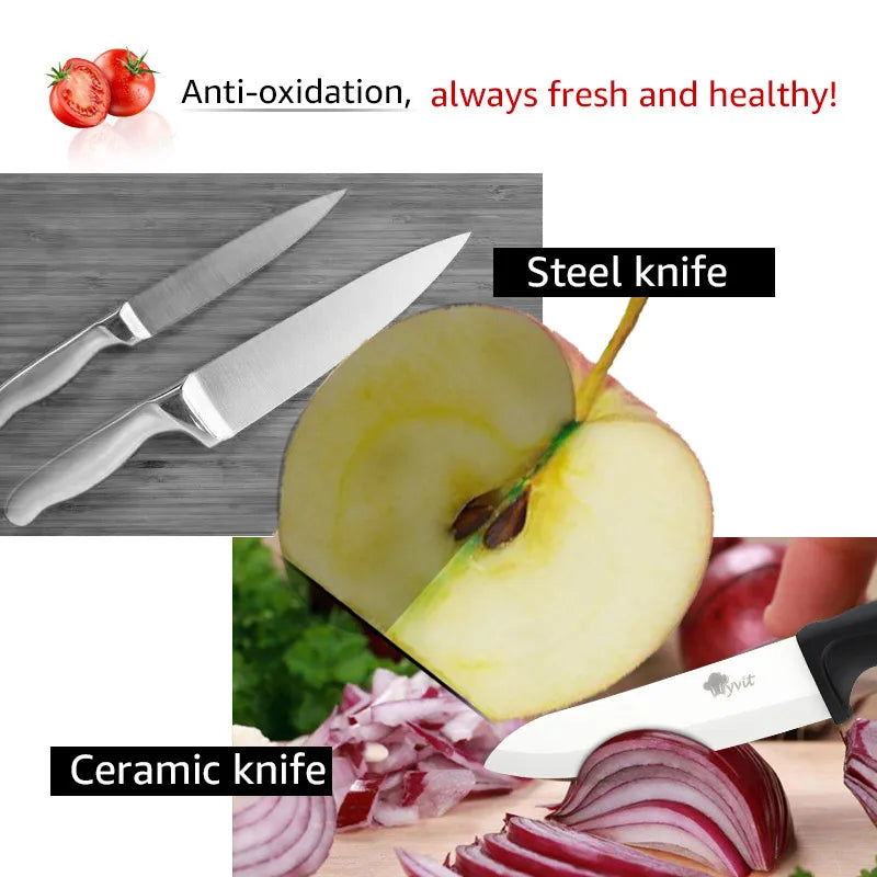 Ceramic Knife Set 3 4 5 6 inch Chef Utility Slicer Paring Ceramic Knives with Peeler Kitchen Knife Zirconia Blade Cooking Cutter