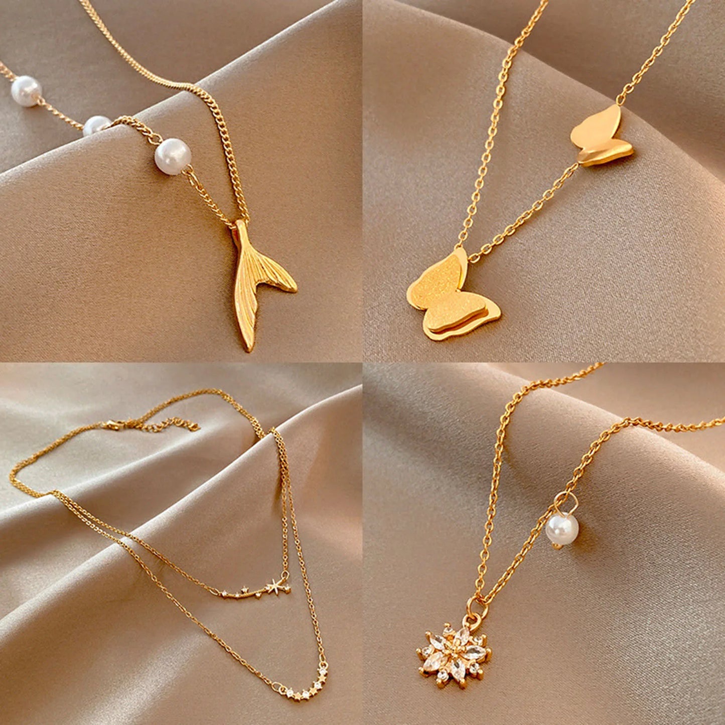 Ins Classic Gold Color Stainless Steel Necklace