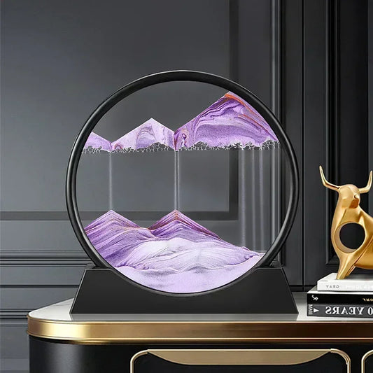 3D Moving Sand Art Picture Round Glass Deep