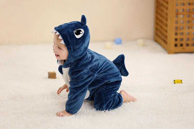 Flannel Animal Onesie with Hood for Babies