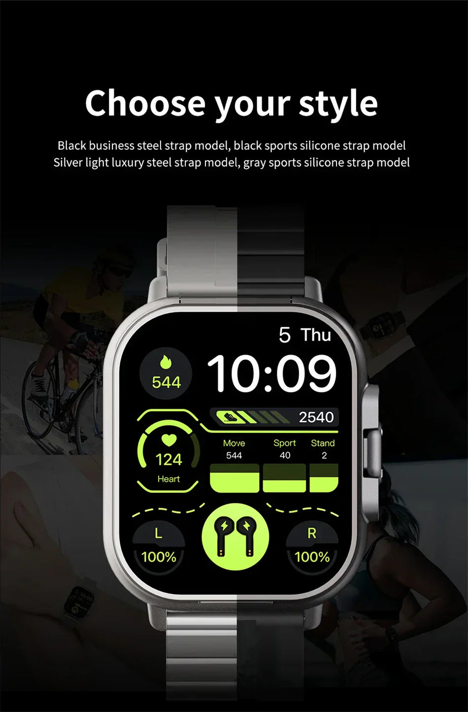 earphone smartwatch bluetooth call men wat