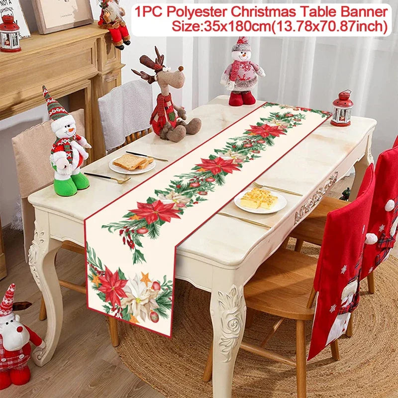 Christmas Table Runner Cloth Merry Christmas Table Decor