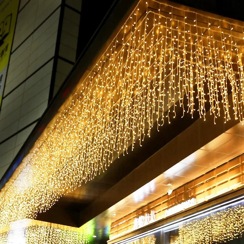 Christmas Garland LED Curtain Icicle String Lights Droop 0.4-0.6m AC 220V Garden Street Outdoor Decorative Holiday Light