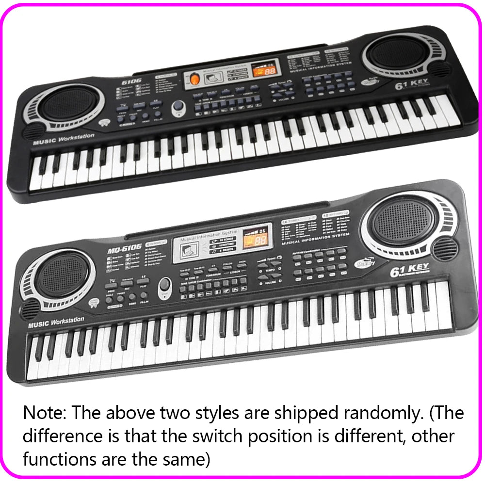 Kids Electronic Piano Keyboard 61 Keys Organ with Microphone