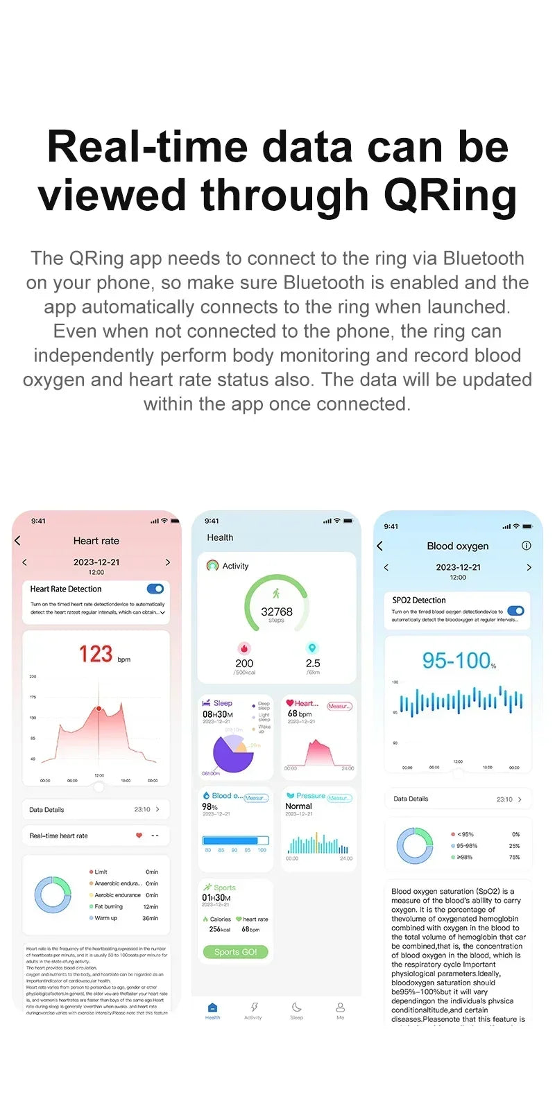 Smart Ring Heart Rate Health Monitor